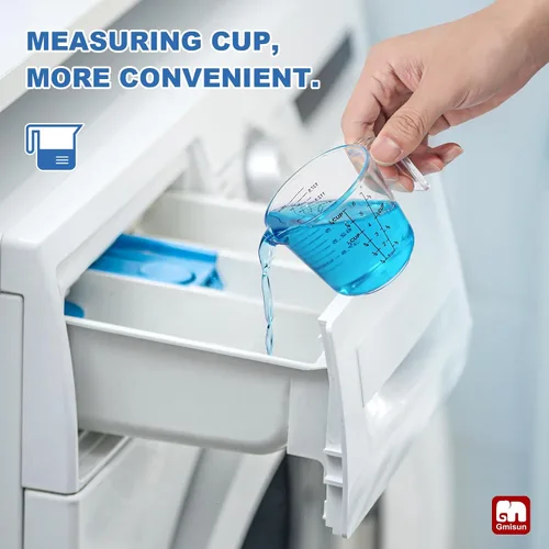 Vista 4 de GMISUN Dispensador de detergente de plástico para ropa, paquete de 2 dispensadores de jabón líquido para lavandería, contenedor de almacenamiento