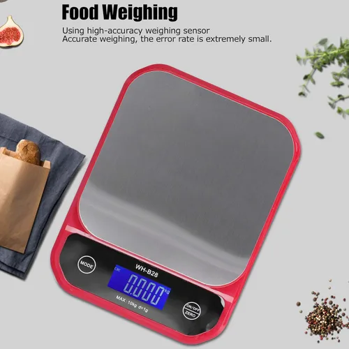 Vista 6 de Balanza digital de alimentos WH-B28 báscula de cocina para cocinar hornear, báscula electrónica de alta precisión con pantalla LCD 22.0 lbs/0.04 oz