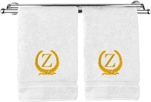 Vista 39 de Toalla de mano con monograma, regalo personalizado, 16 x 30 pulgadas, letra blanca bordada con diseño de corona en toalla negra, extra absorbente