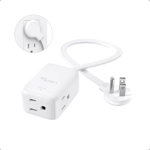 Vista 28 de NUTICT Cable de extensión corto de 6 pulgadas, extensor de 3 salidas con protector de sobretensiones 900J, 15A/1875W, certificado ETL, divisor