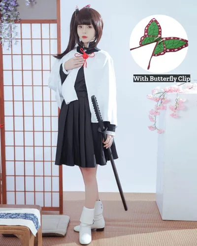Vista 3 de Nuoqi Zentisu Tanjiro - Disfraz de cosplay para adulto de Giyuu Tomioka, traje de Shinobu, anime, Halloween