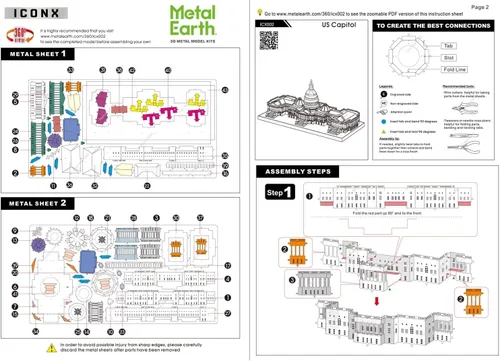 Vista 8 de Metal Earth Fascinations Premium Series US Capitol 3D Kit de modelo de metal con pinzas