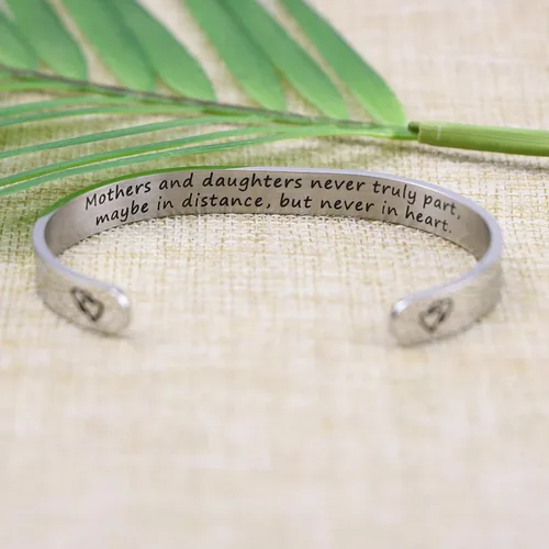 Vista 2 de Joycuff - Pulseras inspiradoras para mujer regalo personalizado para mamá pulsera con frase grabada joyas para cumpleaños