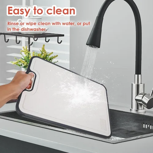 Vista 7 de 2 tablas de cortar de doble cara resistentes de acero inoxidable y polipropileno para cocina con área de molienda, tabla de cortar carne, apta