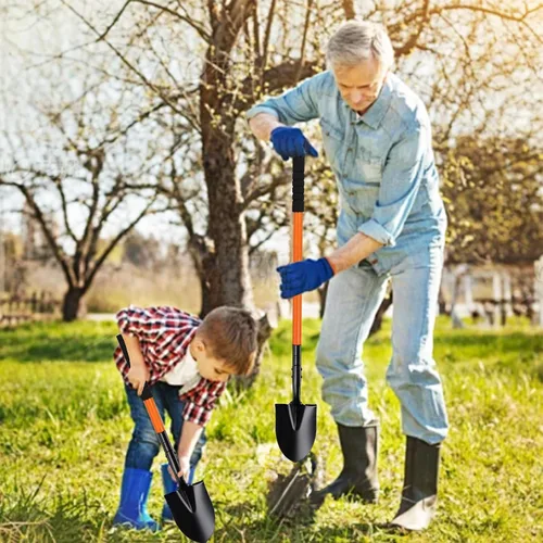 Vista 2 de Pala Pequeña para Cavar con Mango de Metal, Pala de Jardín de 111 cm de Resistencia, Ideal para Jardinería, Escarbado, Plantación, Acampada