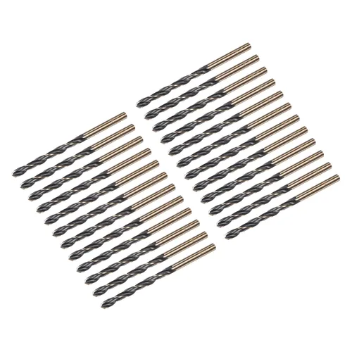 Vista 24 de uxcell Brocas Jobber de 0.118 in (0,118 pulgadas) de nitruro negro y oro recubierto de titanio M2 de alta velocidad (HSS) Brocas helicoidales