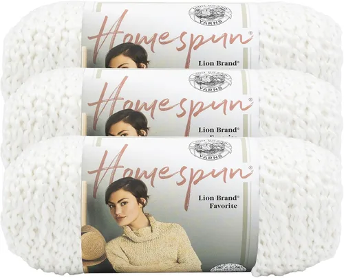 Vista 38 de Lion Brand Yarn Hilo Homespun, Hilo Suave y Voluminoso para Tejer, Ganchillo y Manualidades, 1 paquete, Beachside Stripes