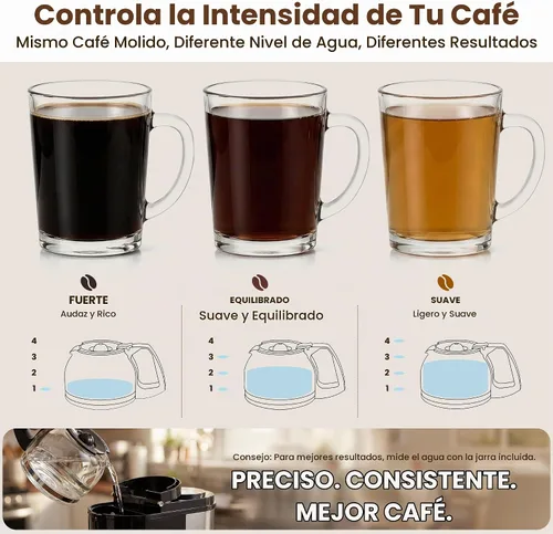 Vista 3 de Morpilot Cafetera de 2 vías, compatible con cápsulas K-Cup o molidos, cafetera de goteo compacta con tamaños de jarra de 20 oz/20.3 fl oz, 4 ajustes