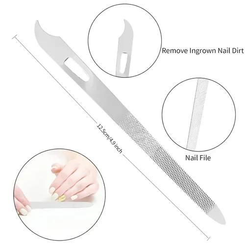 Vista 5 de Kit de pedicura 6 en 1, lima y elevador para uñas encarnadas con estuche de almacenamiento, kit profesional de herramientas de acero inoxidable