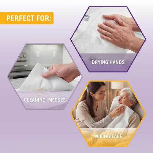Vista 9 de MED PRIDE Toallitas secas desechables para adultos, toallas personales suaves y absorbentes, 800 unidades a granel, cuidado de la incontinencia