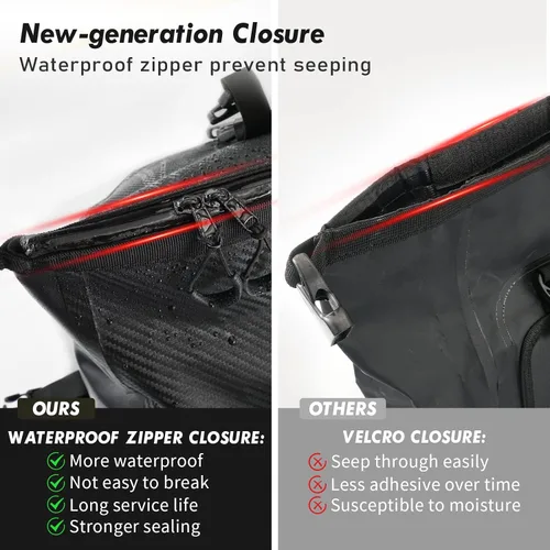 Vista 3 de NICECNC Bolsa de lona seca impermeable 66L, 500D PVC Tail Bag, Tronco, Equipaje universal de viaje de motocicleta, Negro