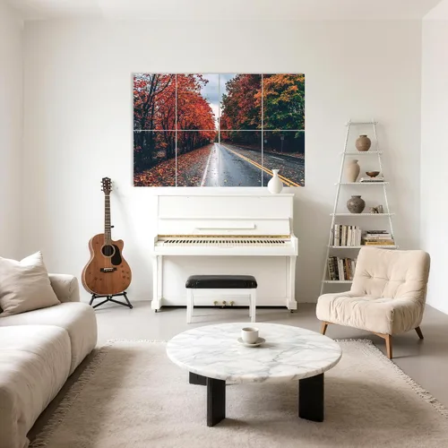 Vista 6 de Paneles Acústicos Artísticos WoveN SounD, Autumn Boulevard, 48x32x0.4 Pulgadas Adhesivo Paneles de Arte de Pared Absorbentes de Sonido Alta