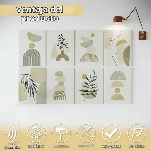 Vista 4 de Art3d paneles insonorizantes para pared 48"x32", paquete de 8 paneles acústicos de pared con arte, paneles de pared decorativos y absorbentes