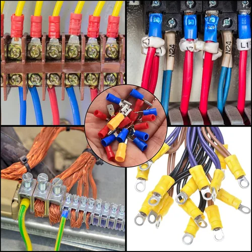 Vista 7 de 300 conectores eléctricos, conectores eléctricos de cable de alambre aislado, anillo de horquilla, desconexión rápida, terminales de crimpado