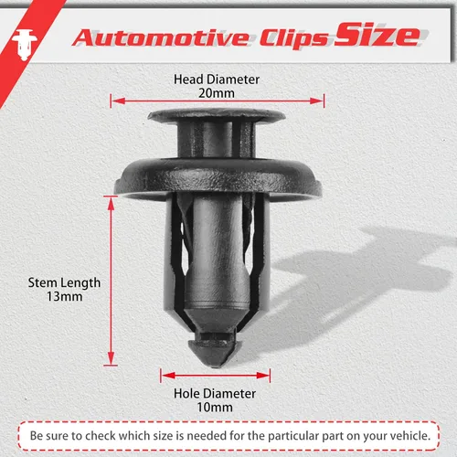 Vista 2 de OTUAYAUTO 100 piezas de clips para parachoques, clips de remplazo de forro de defensa de 10 mm para Honda Accord 1999-2011, clips de retenedores