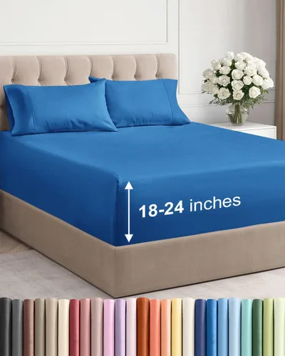 Vista 68 de Sábanas individuales de bolsillo extra profundo, sábanas transpirables y refrescantes de 3 piezas, juego de sábanas de lujo para hotel, suaves, sin