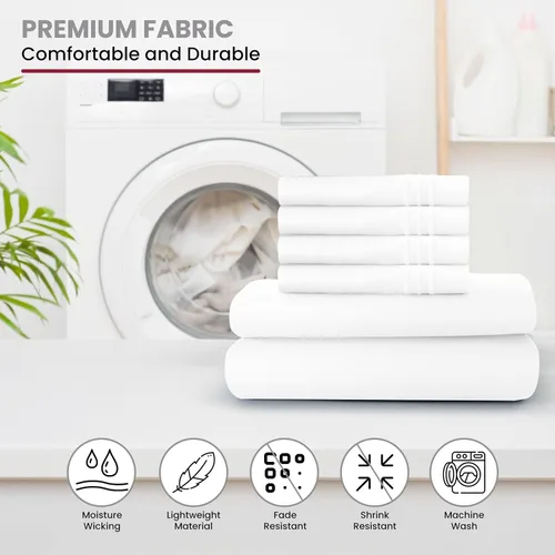 Vista 372 de LUX Décor - Juego de sábanas Twin de microfibra ultrasuave de 3 piezas con sábana encimera, sábana bajera de 16 pulgadas de profundidad y funda