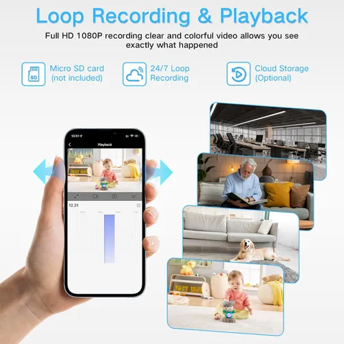 Vista 5 de Cámara de reloj WiFi inalámbrica 1080P HD cámaras ocultas niñera con visión nocturna, cámaras de vigilancia con detección de movimiento