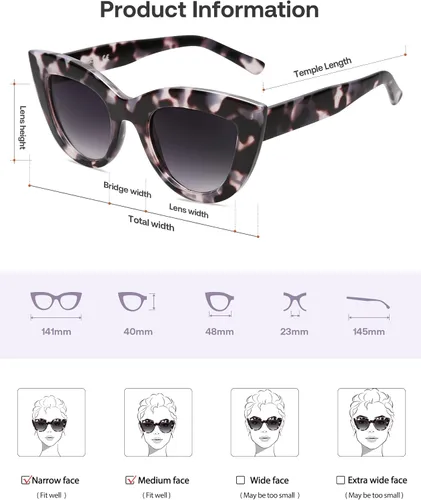 Vista 37 de SOJOS Retro Small Vintage Cat Eye Sunglasses for Women Cute Fashion UV400 Sunnies SJ2939