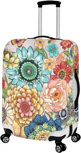 Vista 2 de Doojoayie Funda para equipaje de viaje, protector de maleta de elastano, lavable, para equipaje de 18 a 32 pulgadas, Mandala Boho
