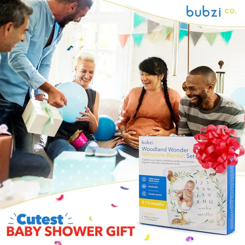Vista 7 de Bubzi Co Manta mensual de hitos para bebé, manta de fotos de bosque suave para bebé niño y niña, manta de cama de guardería, artículos esenciales