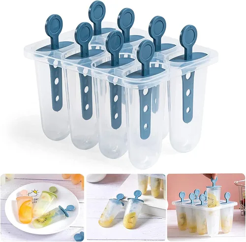 Vista 8 de Moldes de paletas de silicona, 8 moldes de silicona para paletas, moldes de paletas de hielo caseros sin BPA, reutilizables de fácil liberación
