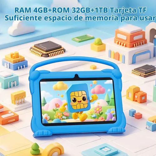 Vista 5 de YQSAVIOR Tabletas para niños, Tablet Android 12 para niños, 4 GB RAM 32 GB ROM, Tablet para niños pequeños de 7 pulgadas con pantalla IPS, control