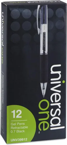 Vista 2 de UNV39912 - Bolígrafo de gel retráctil Universal Clear Barrel Ball (el agarre puede variar)