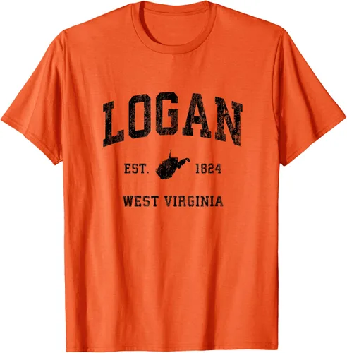 Vista 22 de Logan West Virginia WV - Camiseta deportiva clásica negra, Gris