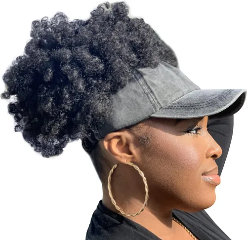Vista 4 de CurlCap Gorra sin parte trasera para cabello natural, gorra de béisbol forrada de satén para mujer
