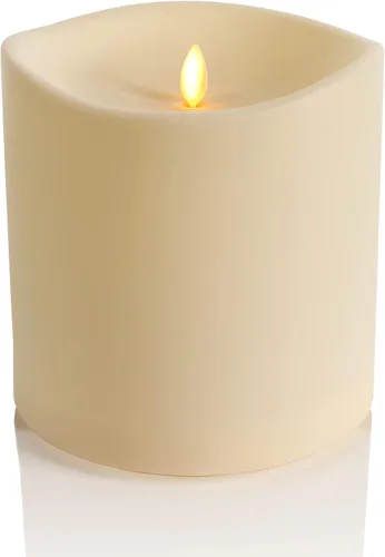 Vista 9 de Luminara Vela de pilar de llama móvil artificial realista IPX4 - Luces LED de llama móvil a pilas para Navidad exterior, Halloween, control remoto