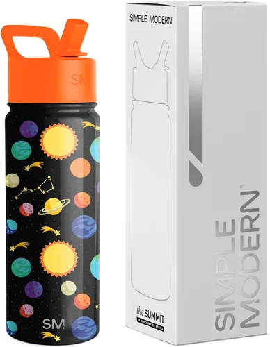 Vista 74 de Simple Modern Botella de agua para niños con tapa con pajilla, vaso aislado de acero inoxidable de 14 onzas para niños y a prueba de derrames
