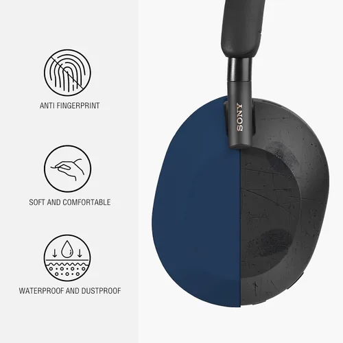 Vista 10 de Funda de silicona para Sony WH-1000XM5, Sony xm5 Wireless Headphones Funda protectora (azul medianoche)