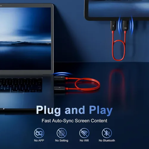 Vista 2 de INVERSE NET Transmisor y receptor HDMI inalámbricos, entrada de decodificación 4K, salida de 1080P, Plug & Play, extensor HDMI inalámbrico portátil