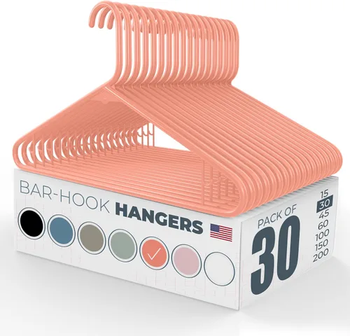 Vista 59 de Perchas de plástico de 15 unidades – Hechas en EE.UU. – Capacidad de 2.7 kg, perchas estándar de ropa con ganchos de correa para vestidos, lencería