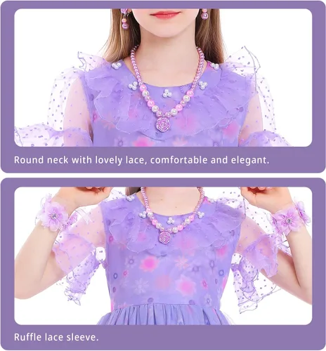 Vista 6 de KAIFUYING Isabella Encanto Costume Dress for Girls Halloween Birthday Party Outfit Cosplay Dress Up for Kids