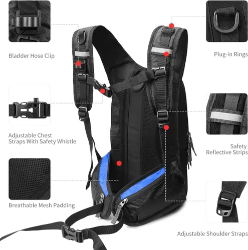 Vista 3 de Hydration Pack, Insulated Hydration Backpack with 2L Hydration Bladder, Hiking Backpack for Men Women Kids, Water Backpack for Hiking, Running