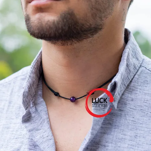 Vista 3 de Luck Strings Gargantilla de cuentas para hombres y mujeres, simple, minimalista, ligera y ajustable