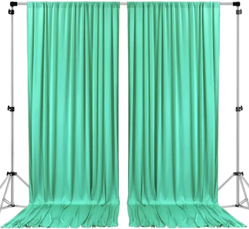 Vista 24 de AK TRADING CO. Cortinas de telón de fondo de poliéster beige de 10 x 10 pies con bolsillos para varillas - Cortinas para decoración de ventanas