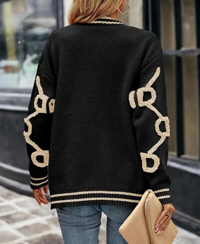 Vista 2 de PRETTYGARDEN Cárdigan de punto grueso para mujer, suéteres casuales con botones en la parte delantera abierta, abrigos de invierno para exteriores