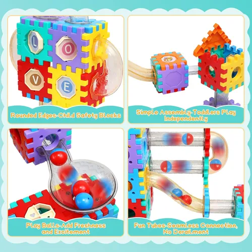 Vista 4 de AOSITE 234 PCS STEM Marble Run Building Learning Toy Kid Gift