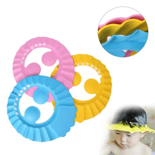Vista 3 de 1 unids Baby Shower Cap, suave ajustable baño lavado pelo escudo para bebé Color Randomiy