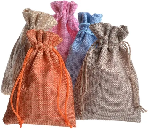 Vista 11 de Tvoip Paquete de 30 bolsas de arpillera con cordón, bolsas de regalo para bodas, fiestas y manualidades (morado claro, 4 x 5.5 pulgadas)