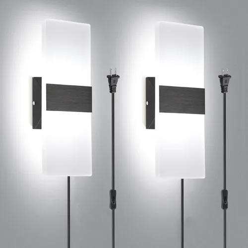 Vista 11 de TRLIFE Lámpara de pared LED moderna, ajustable 4 temperaturas de color 12W lámpara de pared moderna enchufe, luz de pared acrílica montada