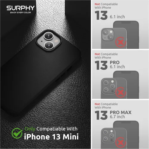 Vista 2 de SURPHY Compatible con iPhone 13 Mini, funda de piel sintética de alta calidad (con botones metálicos y forro de microfibra) para 13 Mini