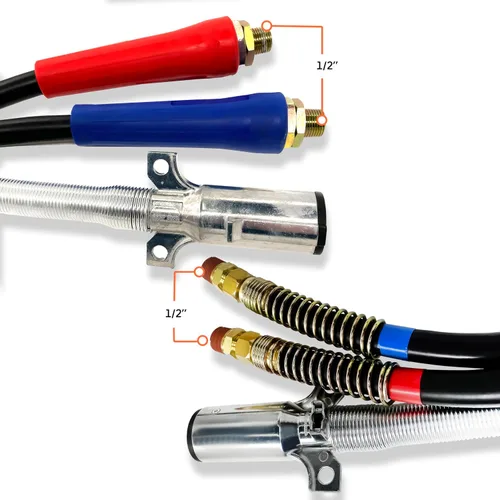 Vista 4 de TORQUE Kit de manguera de línea de alimentación de aire y potencia ABS 3 en 1 de 12 pies, manguera de aire de línea aérea con Glad Hands Wrap, cable
