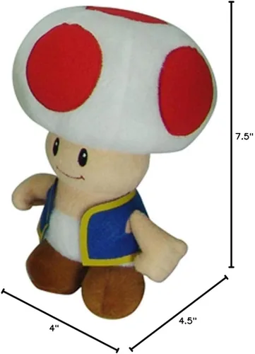 Vista 2 de Super Mario Little Buddy All Star Collection 1417, Toad de peluche, multicolor, 7,5 pulgadas