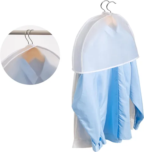 Vista 6 de Fundas de plástico para colgar la ropa (juego de 12) protectores de ropa de armario, funda transparente transpirable con refuerzo de 2 pulgadas