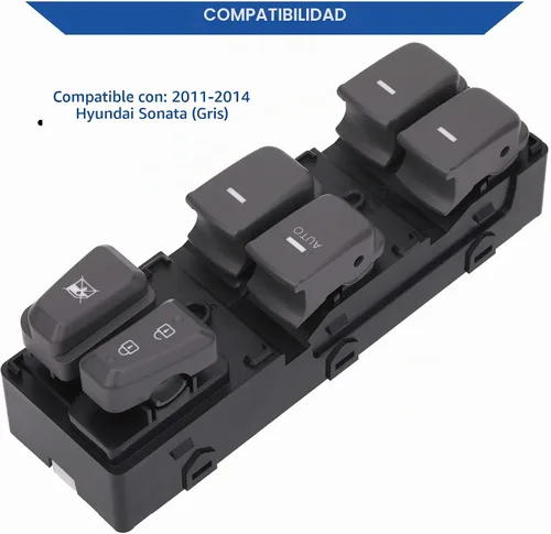 Vista 2 de Obaee Interruptor Maestro de Ventana Botón de Control de Energía Delantero Izquierdo Lado del Conductor Compatible con Hyundai Sonata 2011 2012 2013