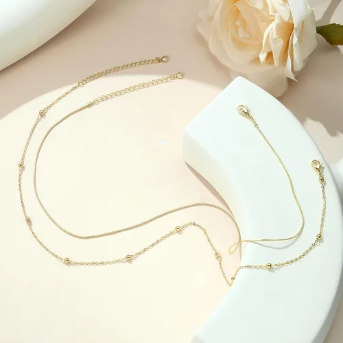 Vista 6 de IEFWELL Collar de cadena de oro para mujer, collares de oro de 14 quilates para mujer, collares de cadena de moda para mujer, joyería de oro de moda